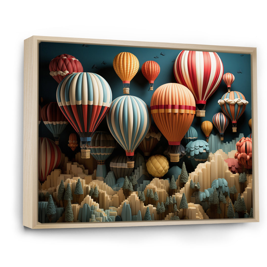 Red Hot Air Ballon Mosaic I - Hot Air Balloon Canvas Wall Art