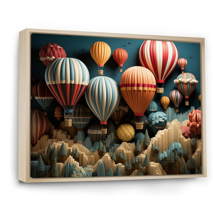 Red Hot Air Ballon Mosaic I - Hot Air Balloon Canvas Wall Art