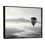 Grey Hot Air Balloon Monochrome - Hot Air Balloon Canvas Wall Art