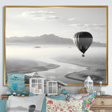 Grey Hot Air Balloon Monochrome - Hot Air Balloon Canvas Wall Art