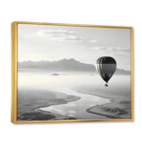 Grey Hot Air Balloon Monochrome - Hot Air Balloon Canvas Wall Art