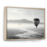 Grey Hot Air Balloon Monochrome - Hot Air Balloon Canvas Wall Art