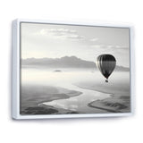 Grey Hot Air Balloon Monochrome - Hot Air Balloon Canvas Wall Art