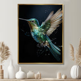 Teal Black Hummingbird Aerial Grace - Hummingbird Home Decor Art