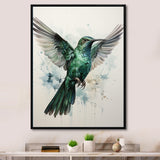 Teal Grey Hummingbird Enchanting Hum - Hummingbird Living Room Wall Art