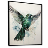 Teal Grey Hummingbird Enchanting Hum - Hummingbird Living Room Wall Art