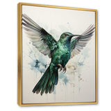 Teal Grey Hummingbird Enchanting Hum - Hummingbird Living Room Wall Art