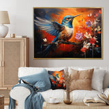 Teal Orange Hummingbird Enchanting Hum Collage - Hummingbird Bedroom Wall Art