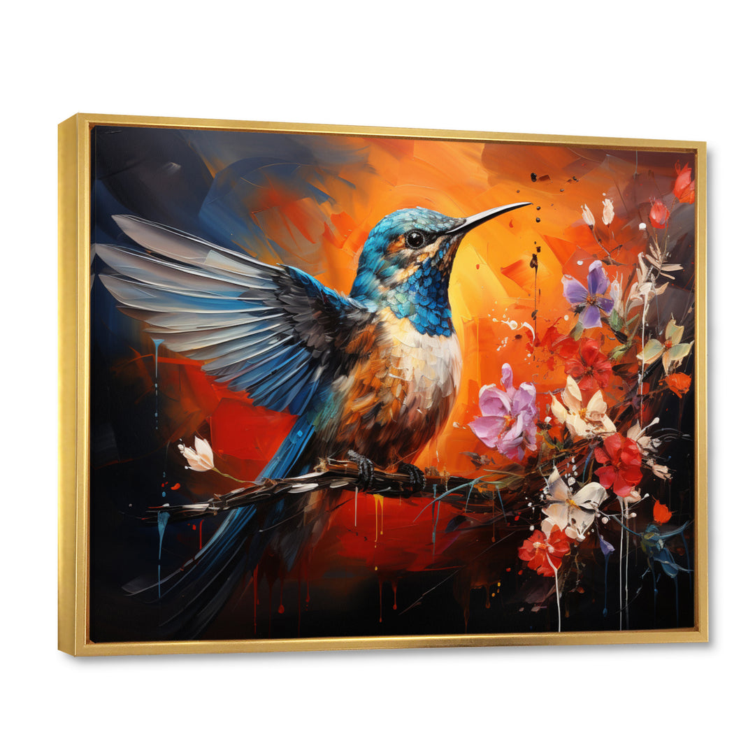 Teal Orange Hummingbird Enchanting Hum Collage - Hummingbird Bedroom Wall Art