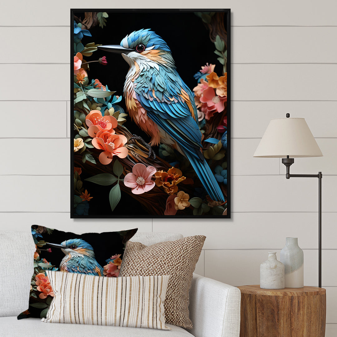 Teal Orange Hummingbird Enchanting Hum Pastoral - Hummingbird Canvas Wall Art