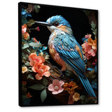 Teal Orange Hummingbird Enchanting Hum Pastoral - Hummingbird Canvas Wall Art