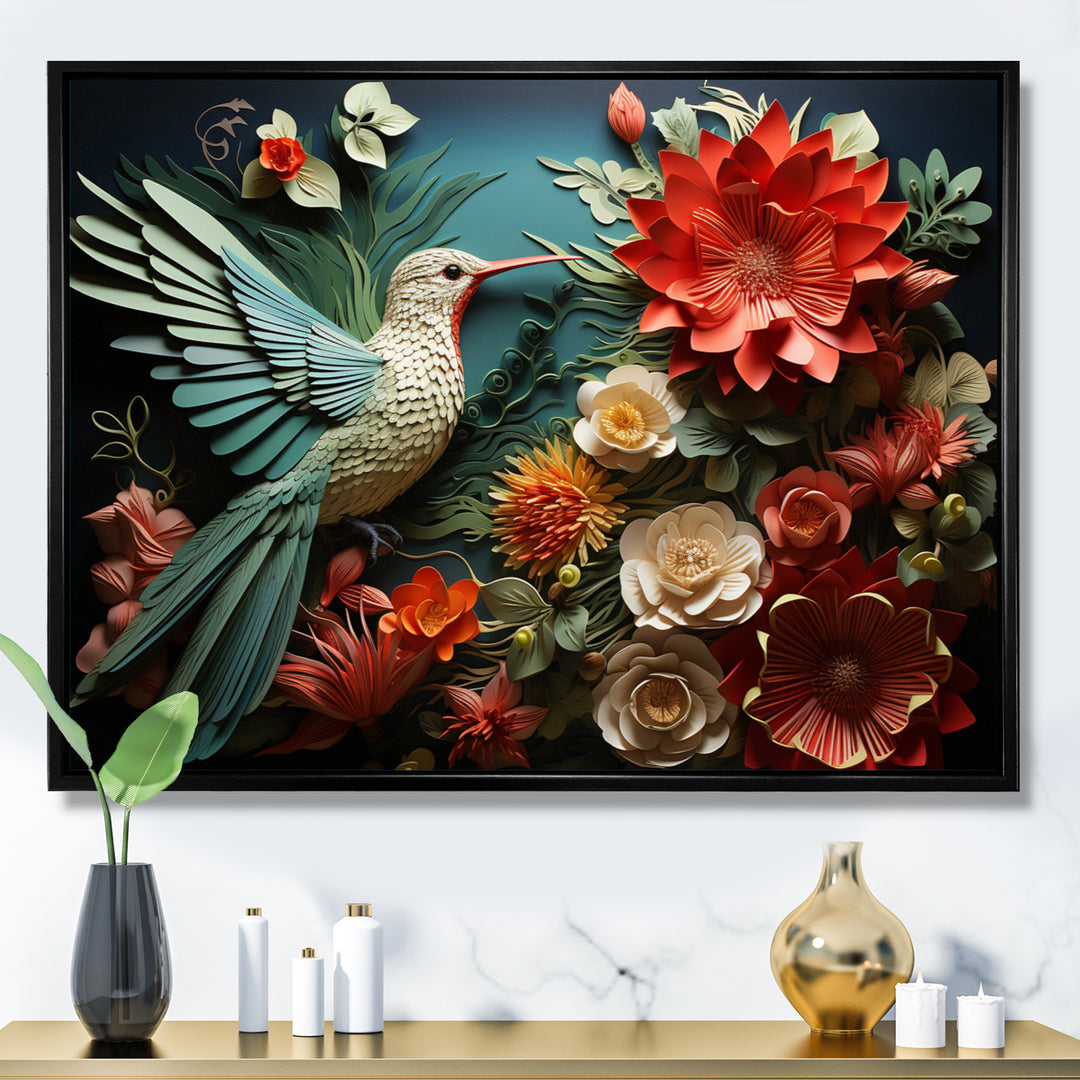 Coral Red Hummingbird Harmony - Hummingbird Wall Art Prints