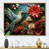 Coral Red Hummingbird Harmony - Hummingbird Wall Art Prints