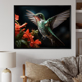 Teal Coral Hummingbird Portrait - Teal Hummingbird Wall Art
