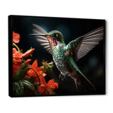 Teal Coral Hummingbird Portrait - Teal Hummingbird Wall Art