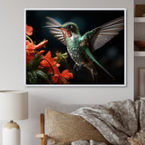 Teal Coral Hummingbird Portrait - Teal Hummingbird Wall Art