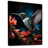 Teal Coral Hummingbird Portrait Vibrant - Teal Hummingbird Wall Art