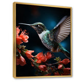 Teal Coral Hummingbird Portrait Vibrant - Teal Hummingbird Wall Art