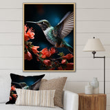 Teal Coral Hummingbird Portrait Vibrant - Teal Hummingbird Wall Art