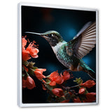 Teal Coral Hummingbird Portrait Vibrant - Teal Hummingbird Wall Art
