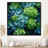 Green Blue Hydrangea Emerald Blooms - Floral Canvas Wall Art