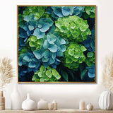 Green Blue Hydrangea Emerald Blooms - Floral Canvas Wall Art