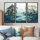 Teal White Iceberg Glacial Reflections - Split Panel Canvas Art