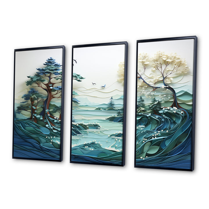 Teal White Iceberg Glacial Reflections - Split Panel Canvas Art