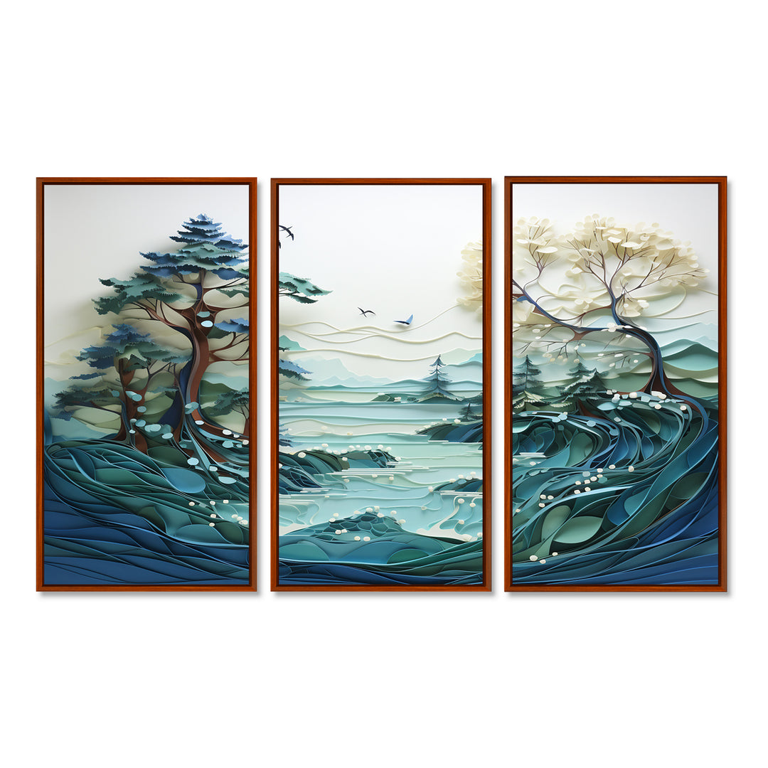 Teal White Iceberg Glacial Reflections - Split Panel Canvas Art
