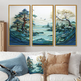 Teal White Iceberg Glacial Reflections - Split Panel Canvas Art