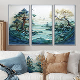 Teal White Iceberg Glacial Reflections - Split Panel Canvas Art