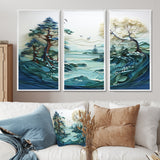 Teal White Iceberg Glacial Reflections - Split Panel Canvas Art