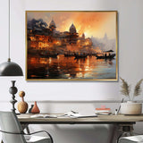 Indian Art Sunset At - People Canvas Wall Art