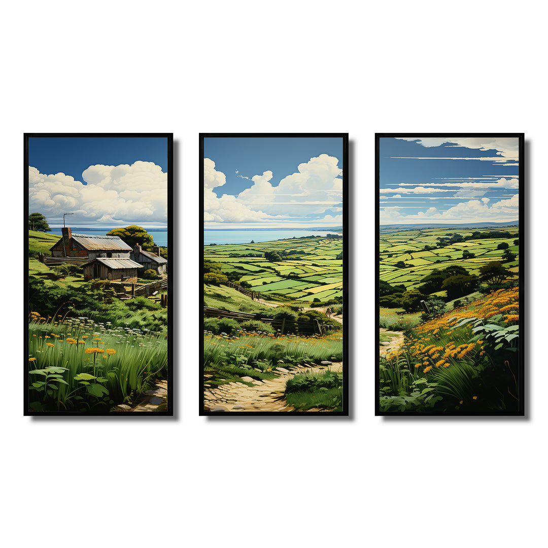Ireland Emerald Isle This III - 3-Piece Canvas Wall Art