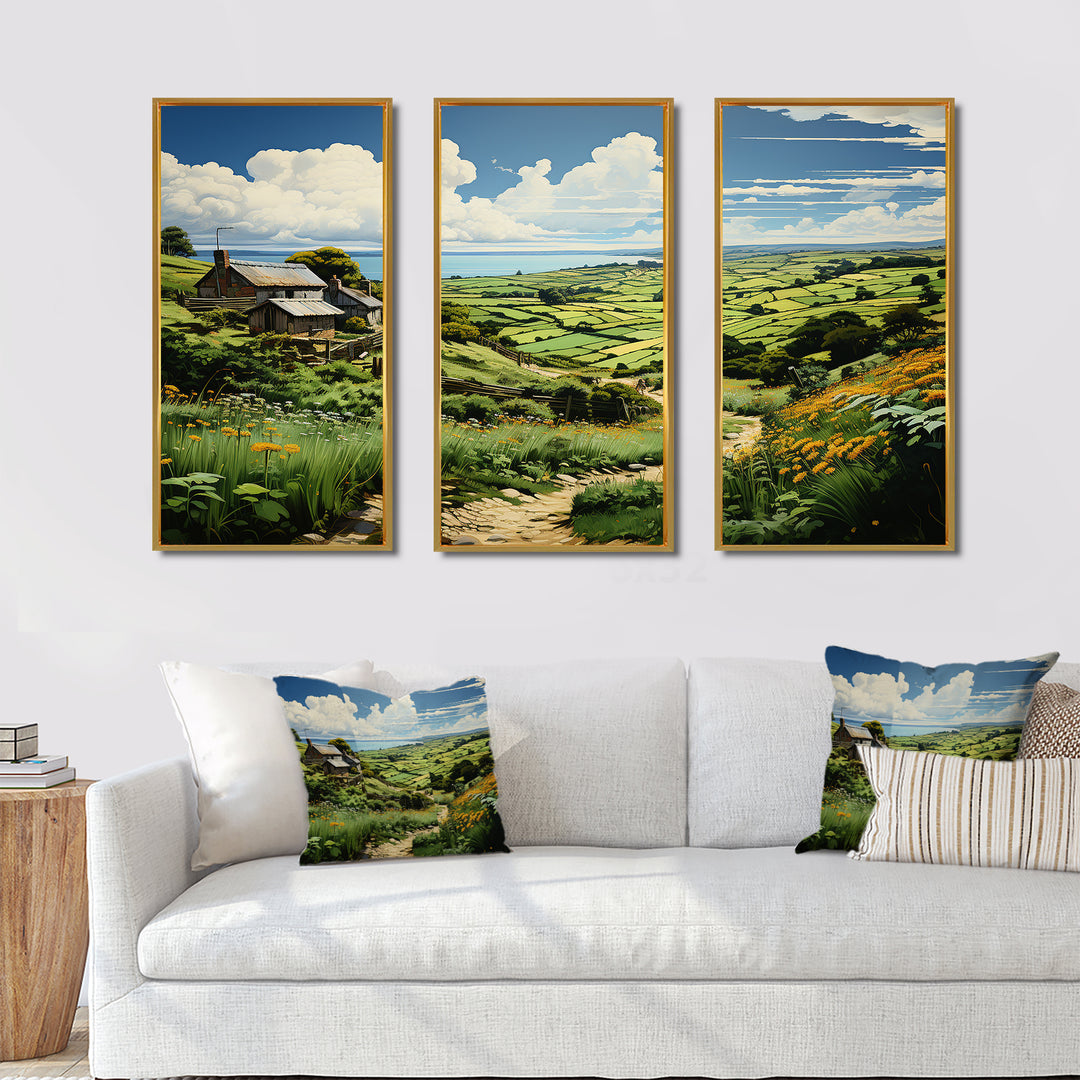 Ireland Emerald Isle This III - 3-Piece Canvas Wall Art