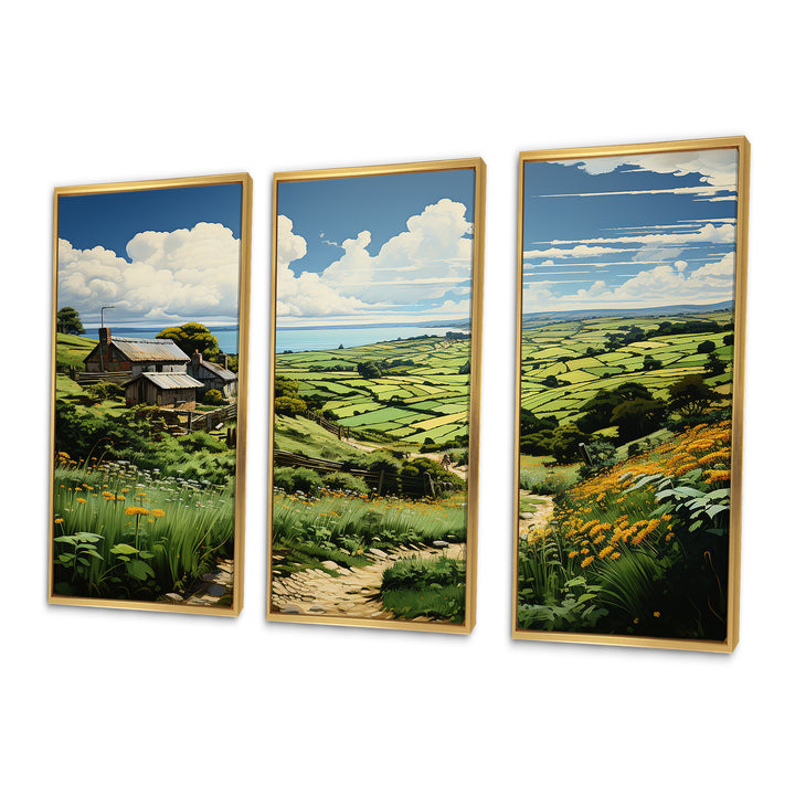 Ireland Emerald Isle This III - 3-Piece Canvas Wall Art