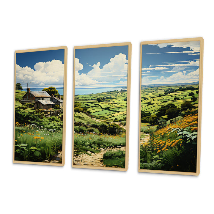 Ireland Emerald Isle This III - 3-Piece Canvas Wall Art