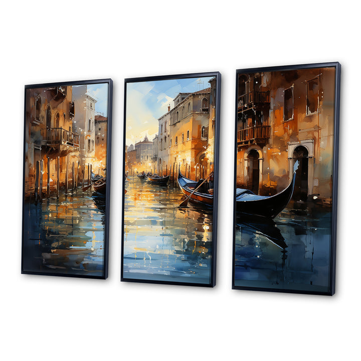 Italy Venetian Reflections I - 3-Piece Canvas Wall Art