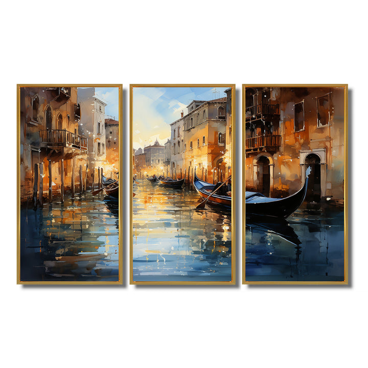 Italy Venetian Reflections I - 3-Piece Canvas Wall Art