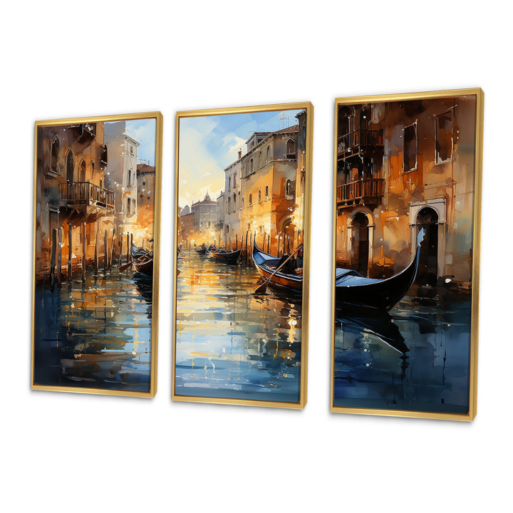 Italy Venetian Reflections I - 3-Piece Canvas Wall Art