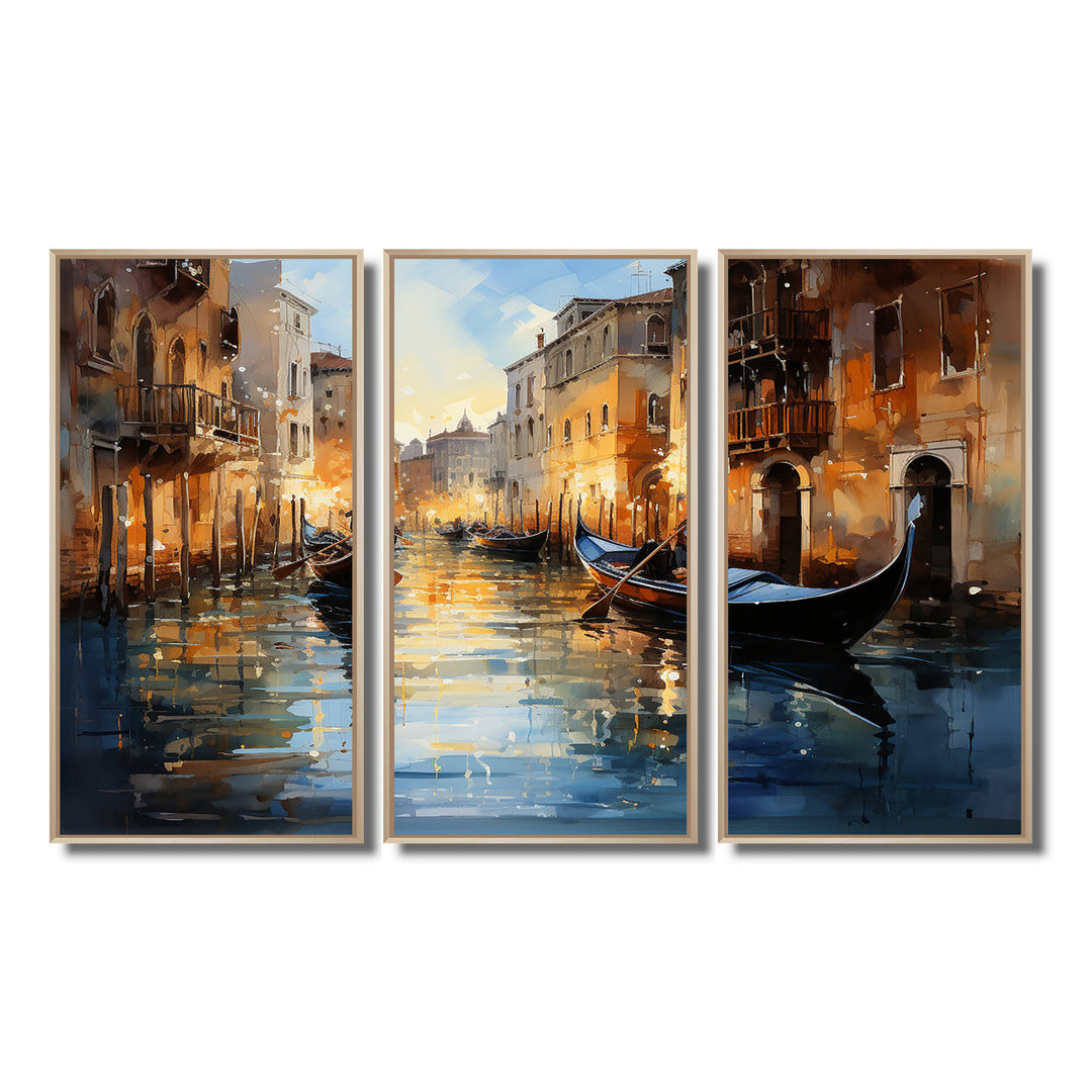 Italy Venetian Reflections I - 3-Piece Canvas Wall Art