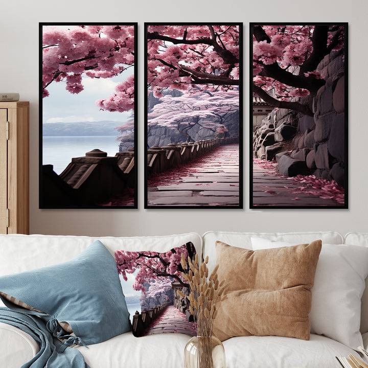 Japon Art Cherry Blossom Pink Path - Multi-Panels