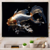 Gold Kois Fish Mysterious Shadows - Koi's Fish Canvas Wall Art