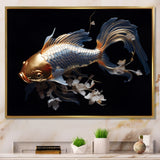 Gold Kois Fish Mysterious Shadows - Koi's Fish Canvas Wall Art