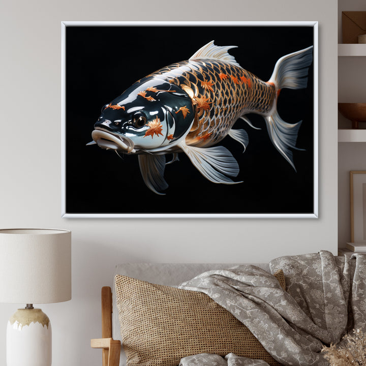 Gold Kois Fish Serene Reflections - Koi&