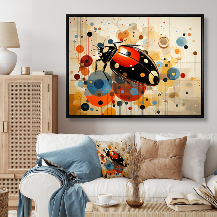 Ladybug Playful Spots Geometric - Red Ladybug Wall Art