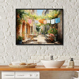 Laundry Day In Italy III - Illustration Canvas Wall Art