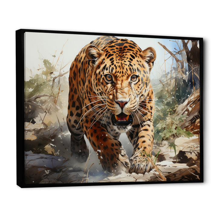 Leopard Silent Attack - Leopard Bedroom Wall Art