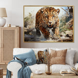 Leopard Silent Attack - Leopard Bedroom Wall Art