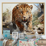 Leopard Silent Attack - Leopard Bedroom Wall Art